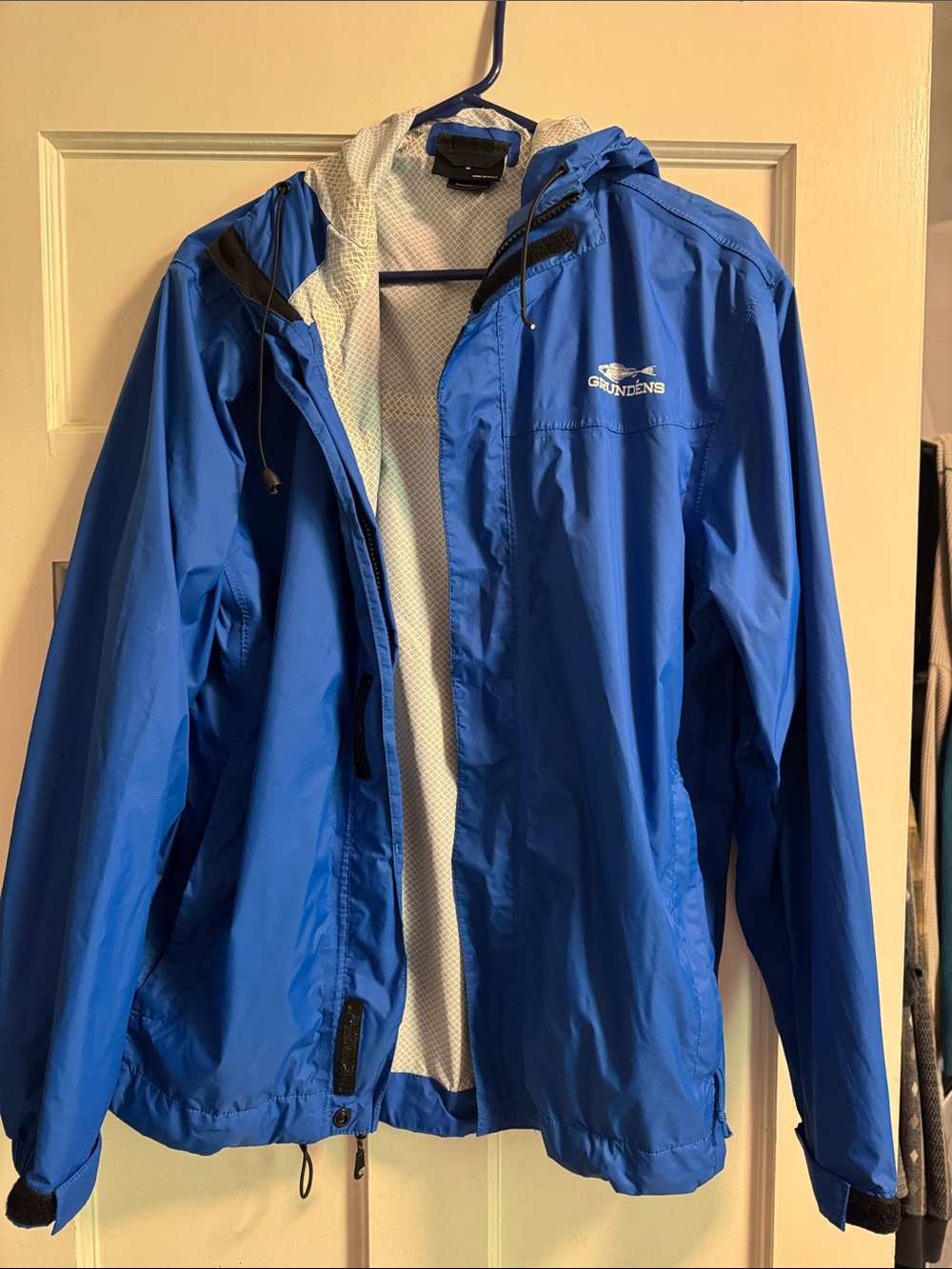 Grundens Blue Hooded Rain Jacket